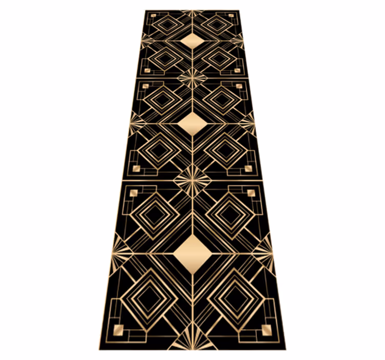 Tappeto vinile geometrico motivo deco nero e oro - TenStickers