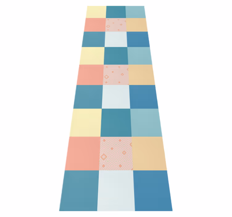 Tappeto vinile geometrico motivo retro patchwork colorato - TenStickers