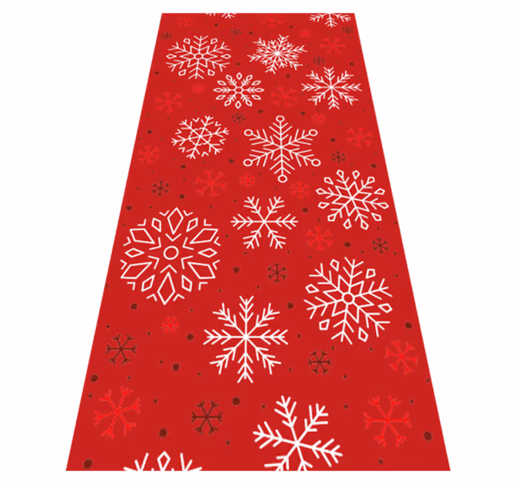 Tappeto vinile natale fiocchi di neve su sfondo rosso - TenStickers
