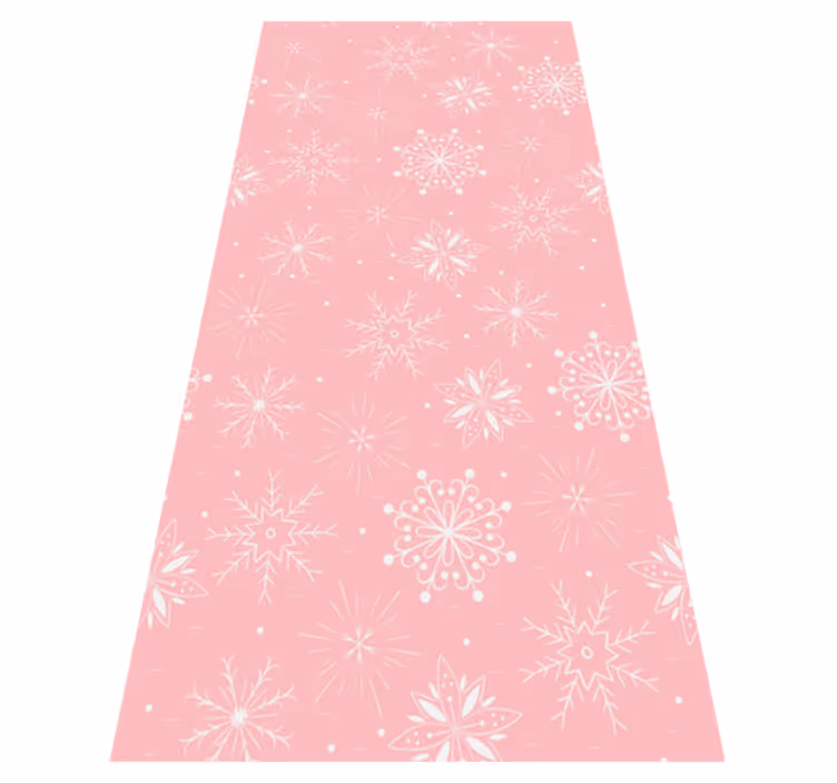 Tappeto vinile natale fiocchi bianchi su sfondo rosa - TenStickers