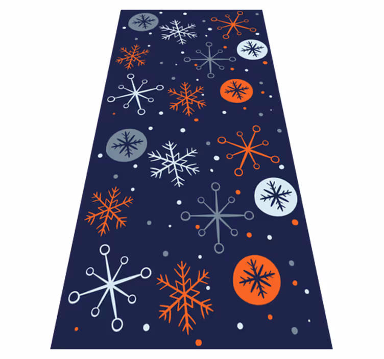 Tappeto vinile natale fiocchi di neve blu e arancioni - TenStickers