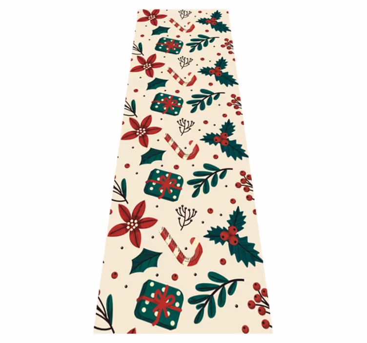 Tappeto vinile natale motivo natalizio vintage verde e rosso - TenStickers
