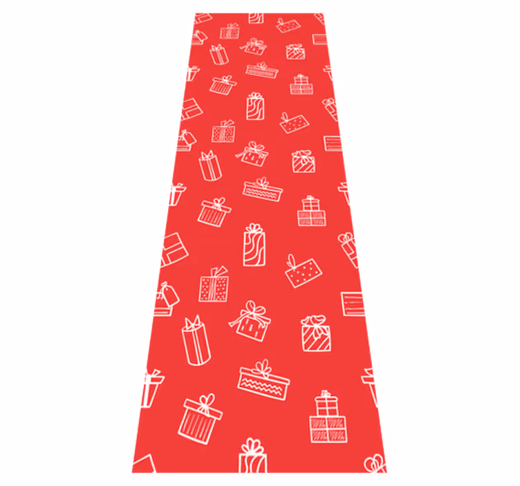 Tappeto vinile natale regali bianchi su sfondo rosso - TenStickers