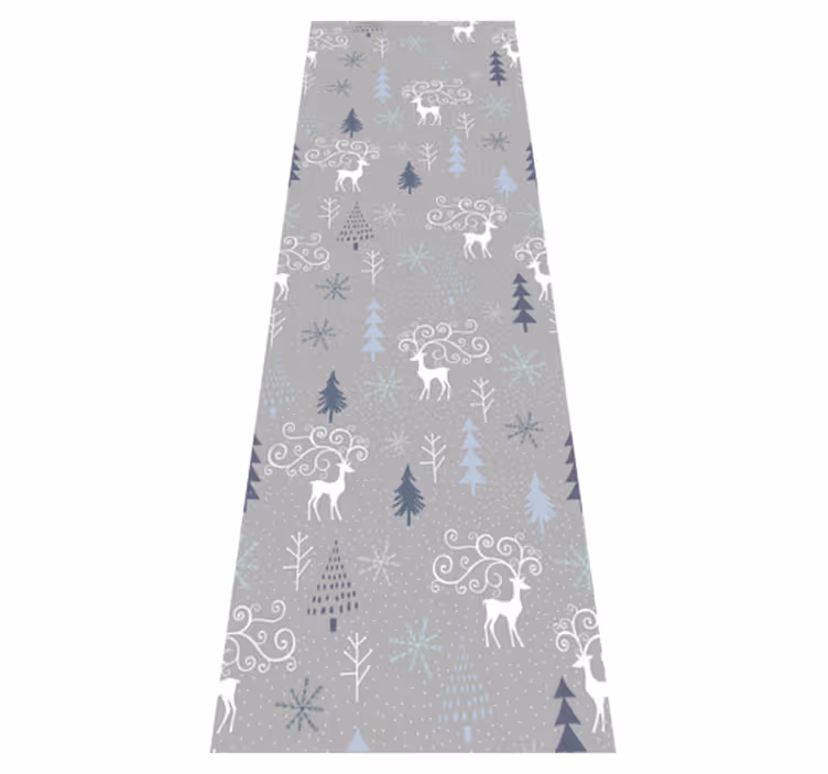 Tappeto vinile natale motivo renne e alberi bianchi - TenStickers