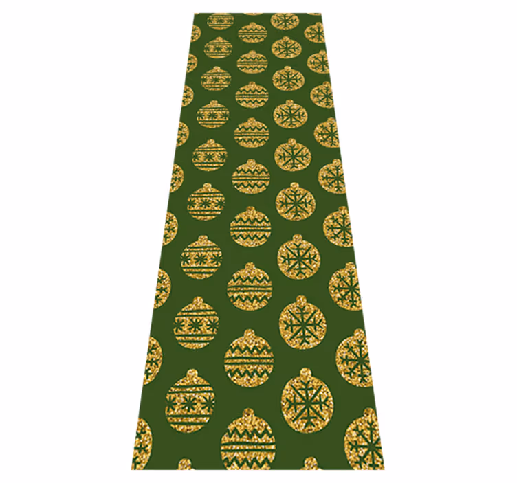 Tappeto vinile natale charm dorati su sfondo verde - TenStickers