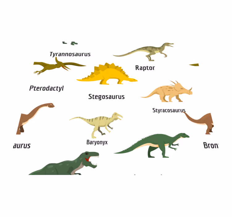 Tappeto vinile camera da letto dinosauri realistici con nomi - TenStickers