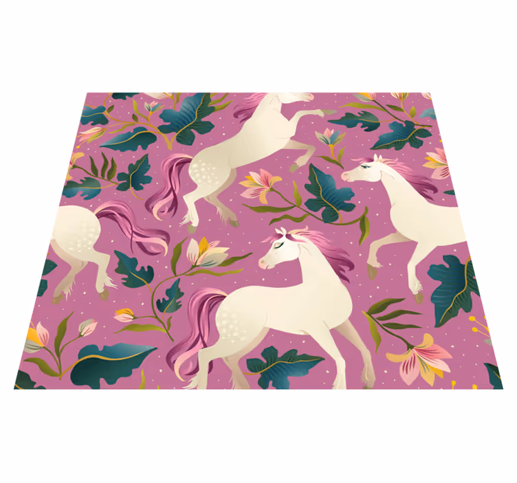 Tappeto vinile camera da letto design floreale rosa - TenStickers