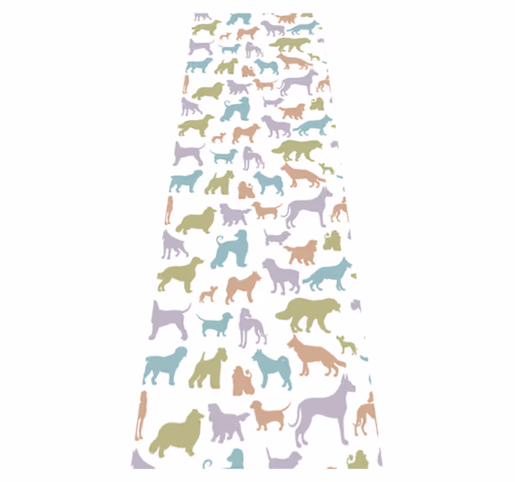 Tappeto vinile camera da letto silhouette di cani pastello - TenStickers