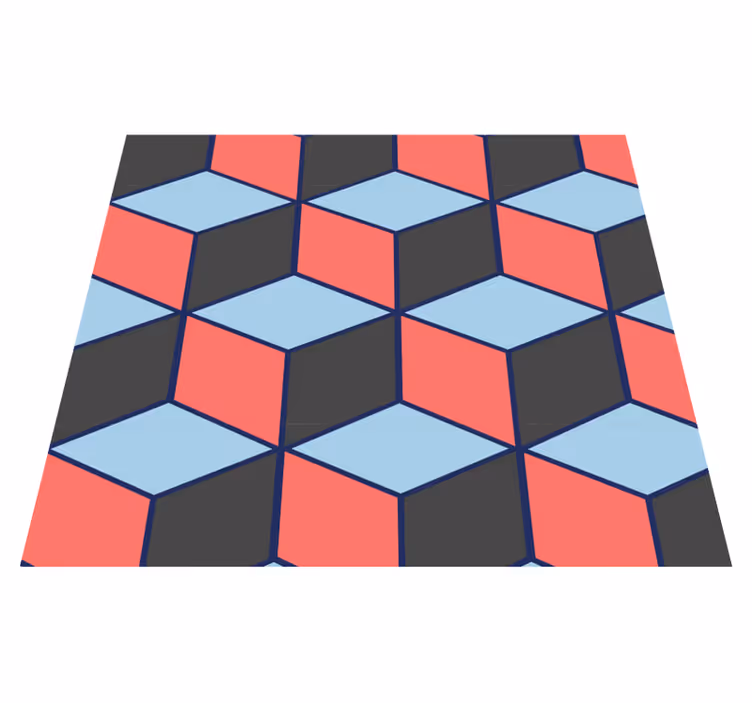 Tappeto vinile camera da letto quadrati geometrici 3d - TenStickers