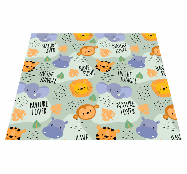 Tappeto vinile per bambini animali della giungla verde - TenStickers
