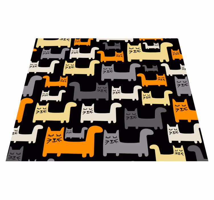 Tappeto vinile camera da letto gatti geometrici colorati - TenStickers