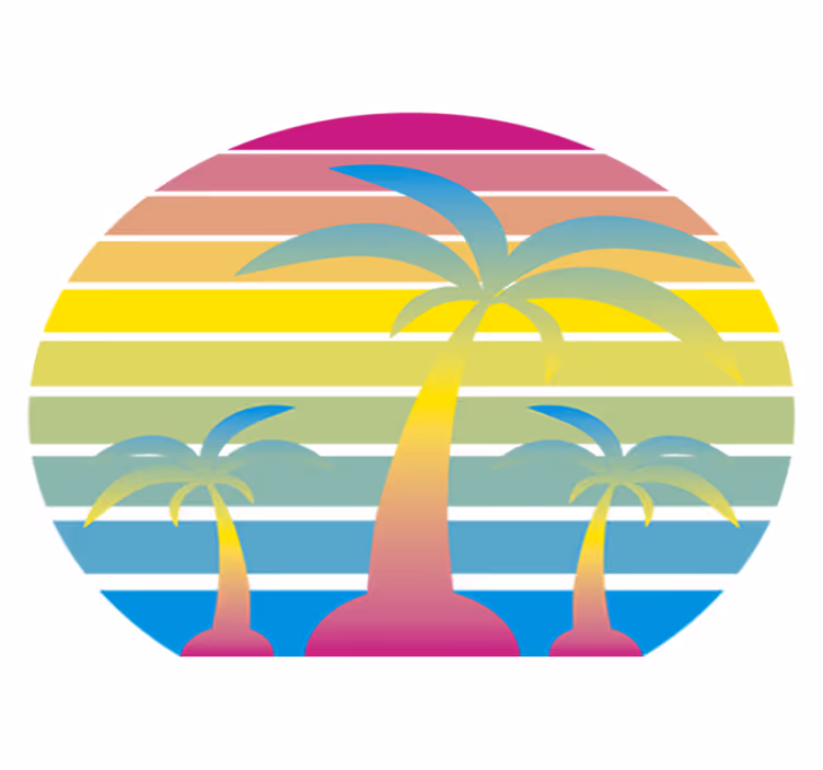 Tappeto vinile natura tramonto vintage anni 80 - TenStickers