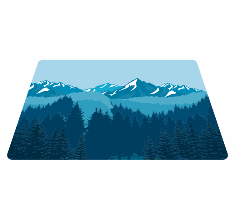 Tappeto vinile natura paesaggio blu e verde completo - TenStickers