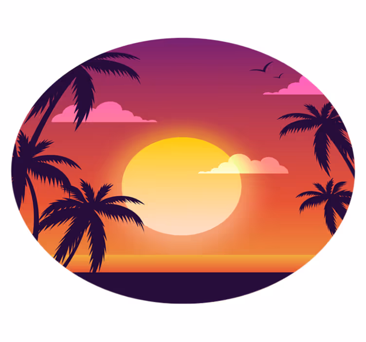 Tappeto vinile natura tramonto anni '70 - TenStickers