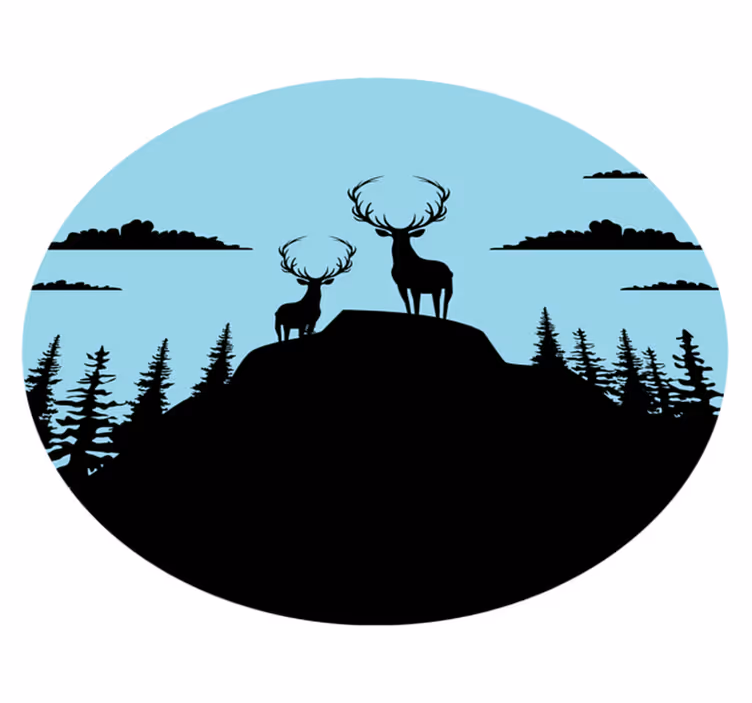Tappeto vinile natura montagna con cervi - TenStickers