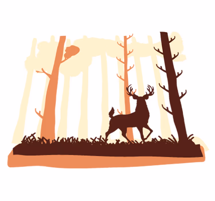 Tappeto vinile natura foresta marrone e cervi - TenStickers