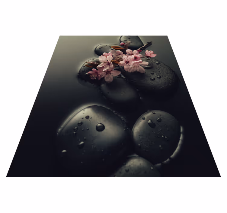 Tappeto vinile natura ambiente zen con pietra per bagno - TenStickers