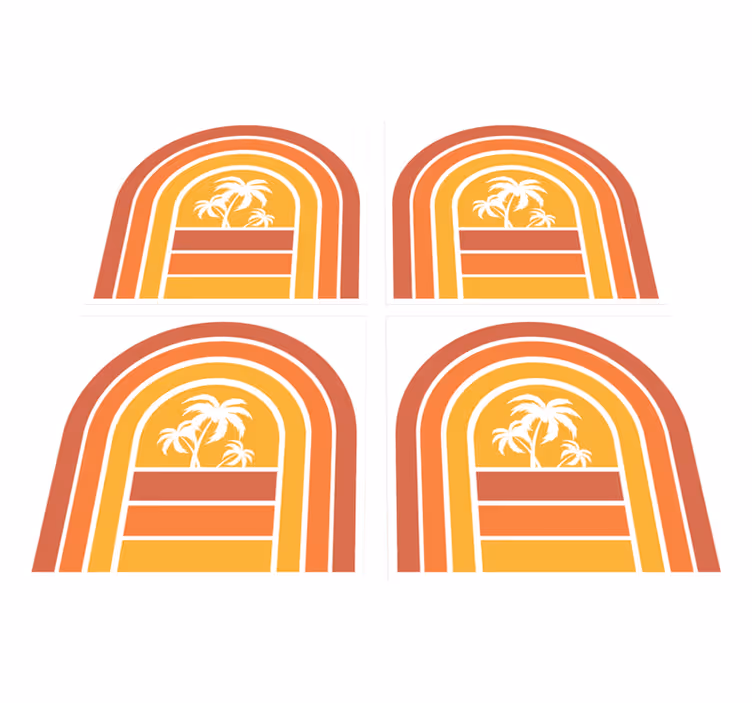 Tappeto vinile natura tramonto e palme tiles - TenStickers