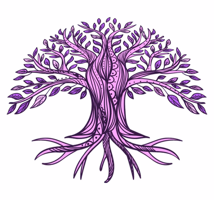 Tappeto vinile natura motivo albero della vita viola - TenStickers