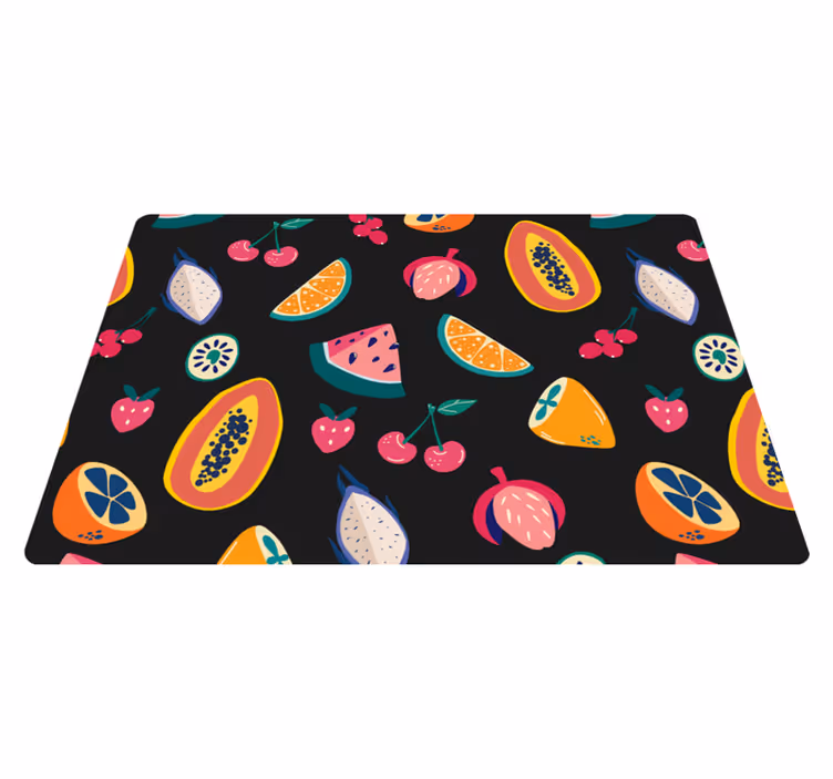 Tappeto vinile natura frutti multicolori su sfondo nero - TenStickers