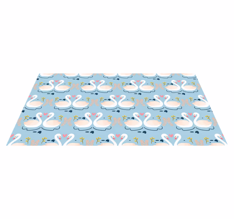 Tappeto vinile natura motivi di cigni innamorati blu - TenStickers