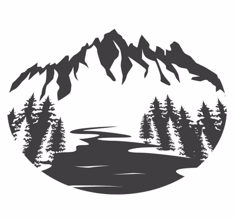 Tappeto vinile natura silhouette paesaggio montano - TenStickers