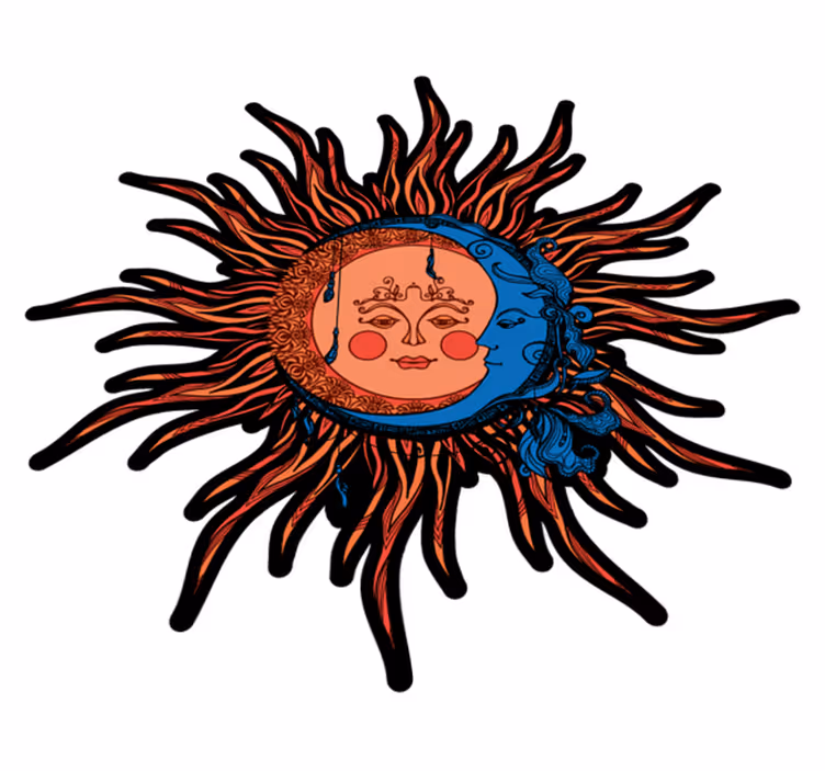 Tappeto vinile natura sole e luna celestiali - TenStickers