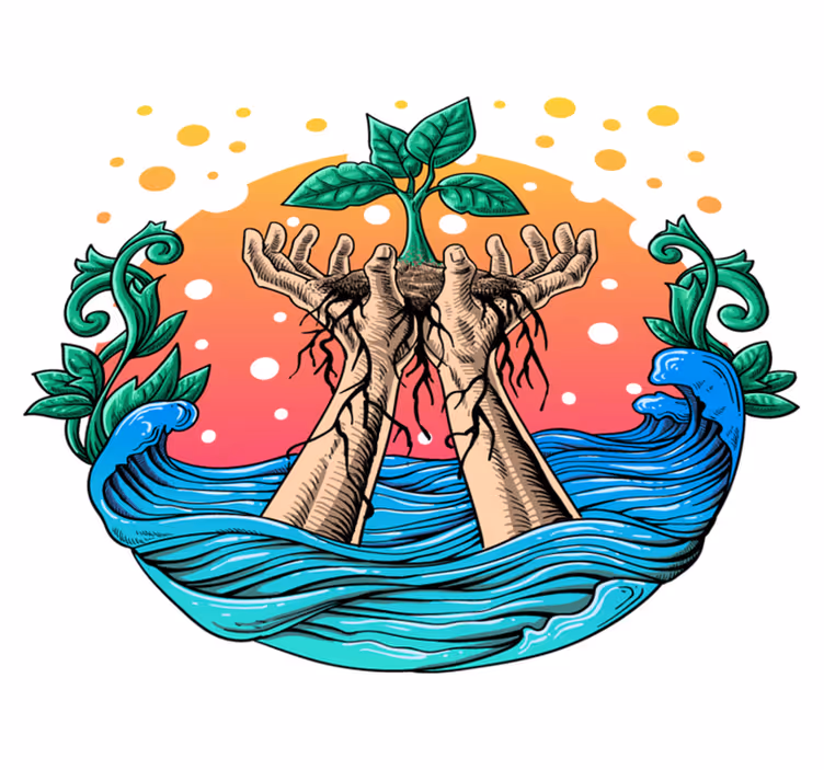 Tappeto vinile natura mani che fanno crescere natura - TenStickers