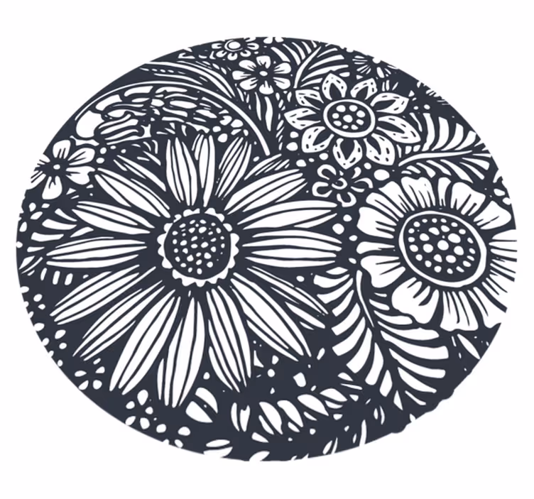 Tappeto vinile natura motivo floreale circolare - TenStickers