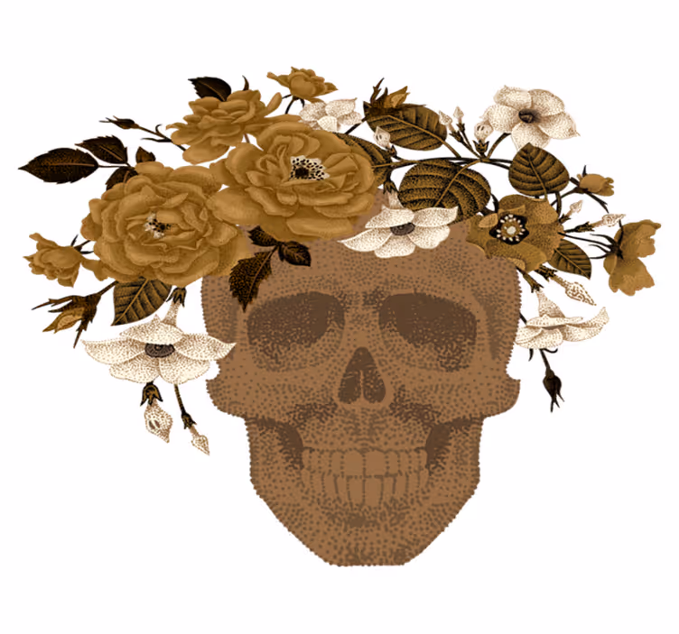 Tappeto vinile natura composizione floreale teschio - TenStickers