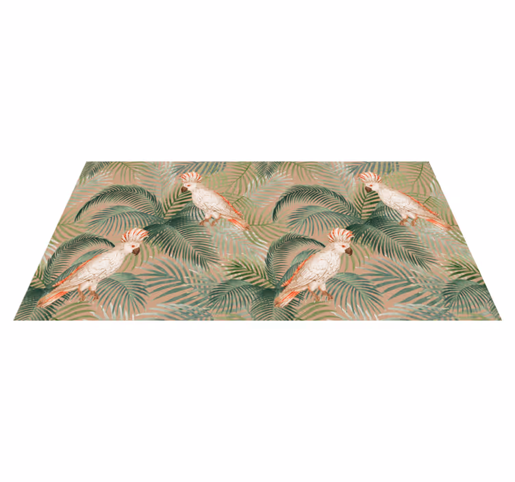 Tappeto vinile natura pappagalli e palme tropicali - TenStickers