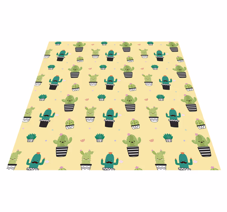 Tappeto vinile fiori cactus disegno pattern - TenStickers