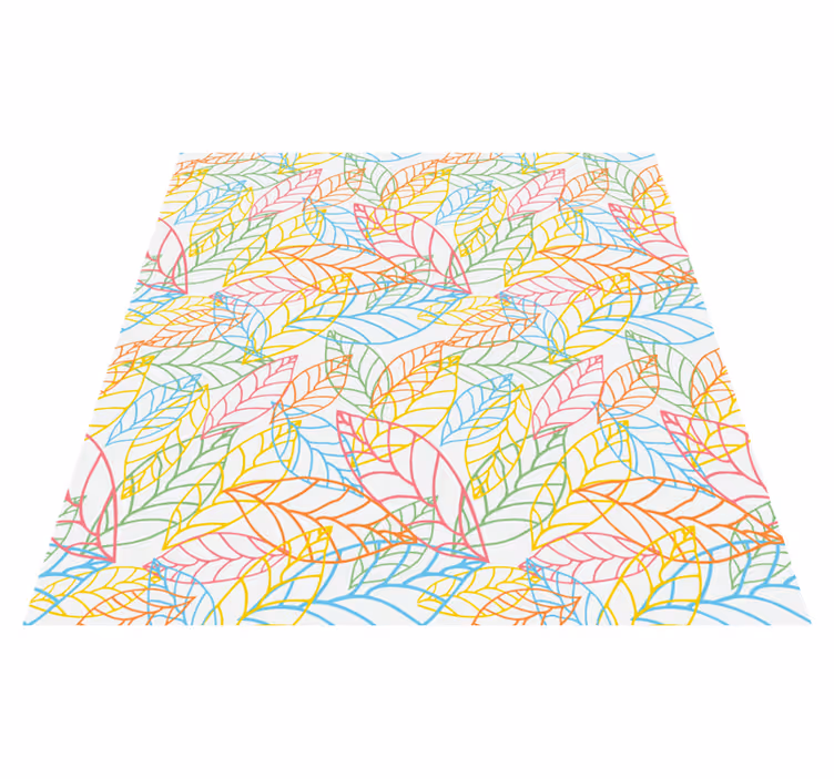 Tappeto vinile fiori design di foglie neon colorate - TenStickers