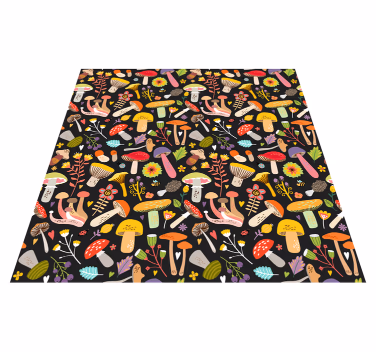 Tappeto vinile fiori motivo funghi autunnali - TenStickers