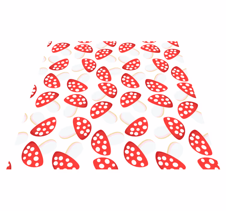 Tappeto vinile fiori funghi classici su sfondo bianco - TenStickers