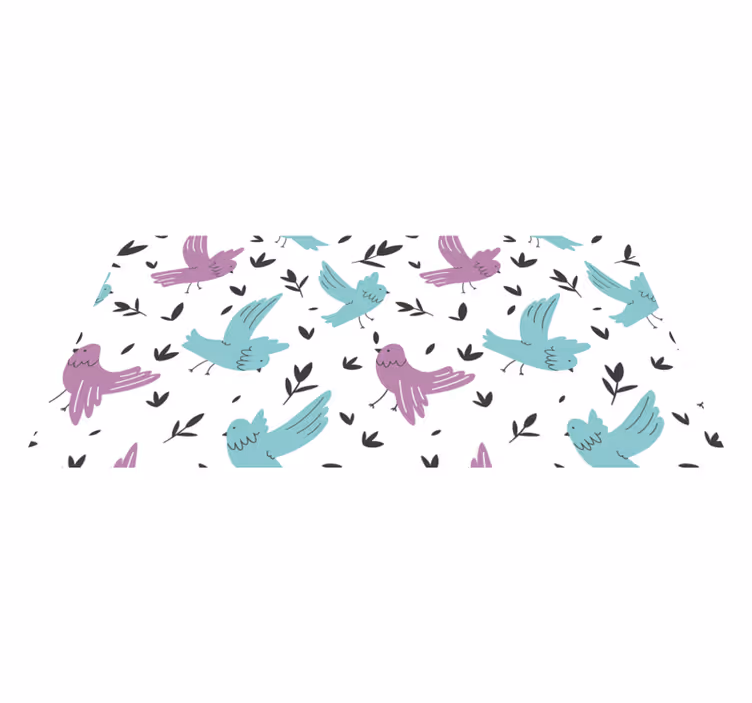 Tappeto vinile fiori illustrazione uccelli e piante - TenStickers