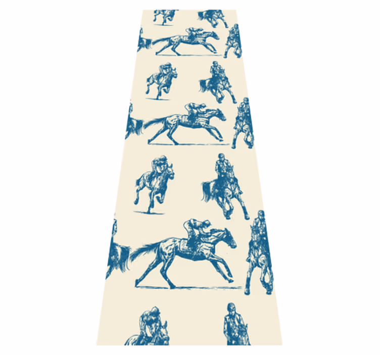 Tappeto vinile camera da letto motivo cavalli blu e beige - TenStickers