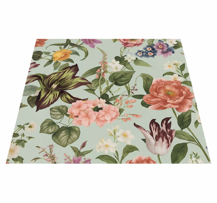 Tappeto vinile camera da letto fiori primaverili colorati - TenStickers