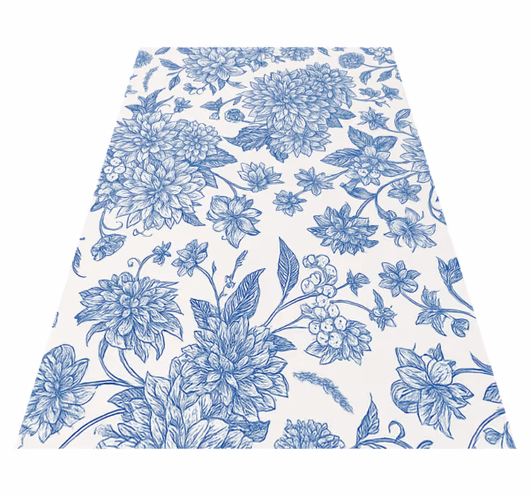 Tappeto vinile camera da letto gelsomino blu fiori - TenStickers