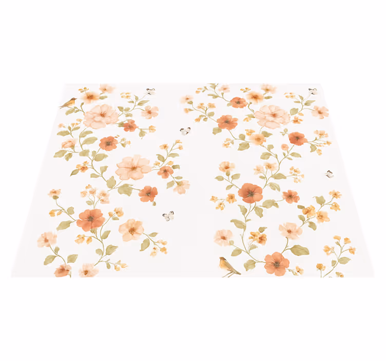 Tappeto vinile camera da letto fiori bianchi piccoli - TenStickers