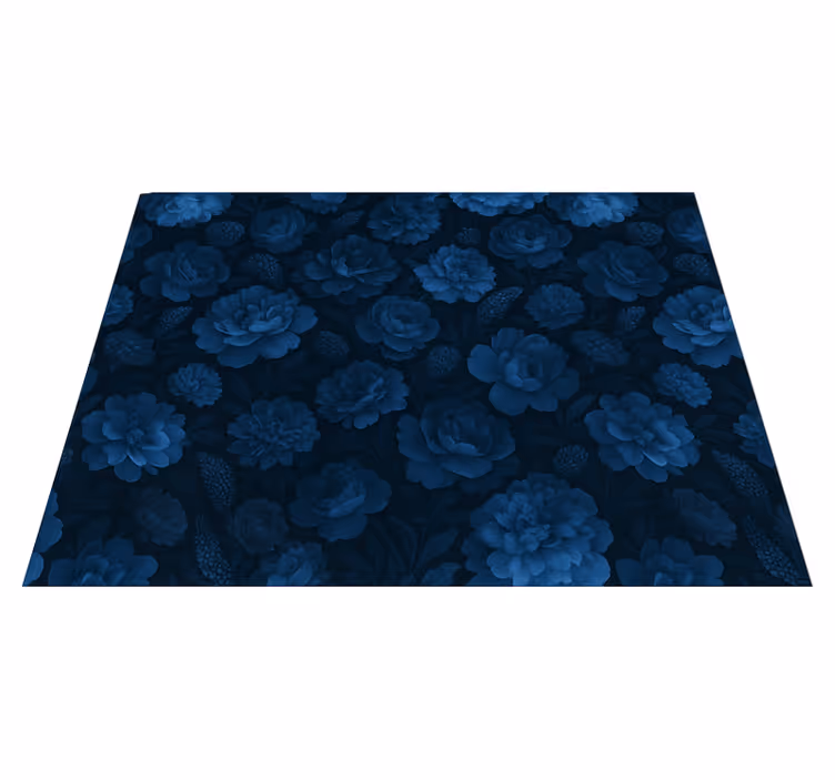 Tappeto vinile camera da letto motivo floreale blu scuro - TenStickers