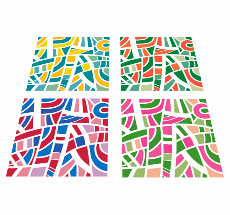 Tappeto vinile geometrico piastrelle multicolori - TenStickers