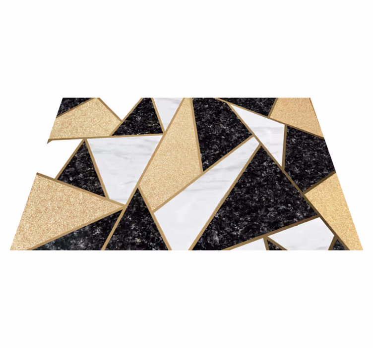 Tappeto vinile geometrico piastrelle marmo bianco e nero - TenStickers