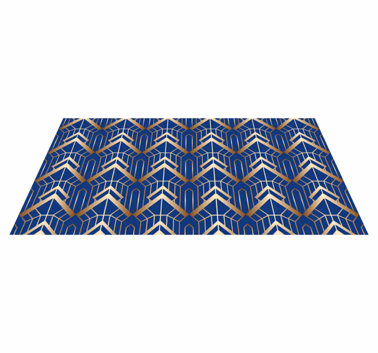 Tappeto vinile geometrico motivo deco blu e oro - TenStickers