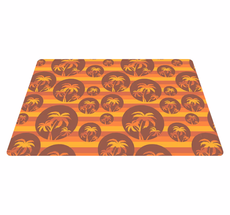 Tappeto vinile geometrico pattern sole al tramonto e palme - TenStickers