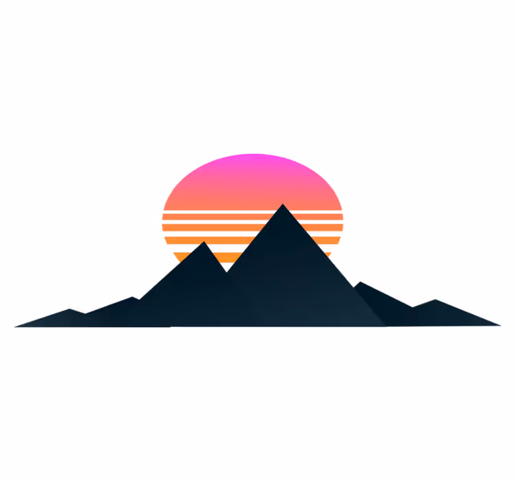 Tappeto vinile geometrico tramonto in montagna - TenStickers