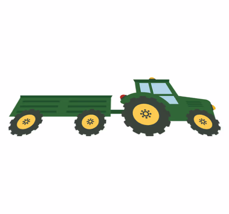 Tappeto vinile per bambini trattore verde e carro - TenStickers