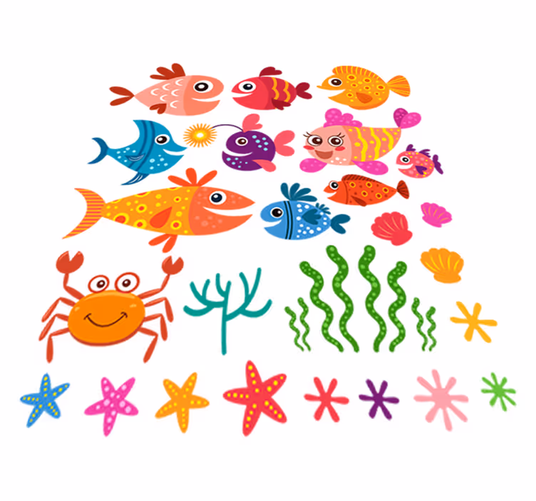 Tappeto vinile per bambini pesciolini colorati - TenStickers