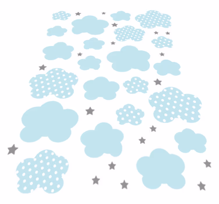 Tappeto vinile per bambini nuvole blu e stelle grigie - TenStickers