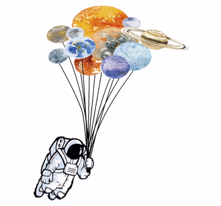 Tappeto vinile per bambini astronauta con palloni colorati - TenStickers